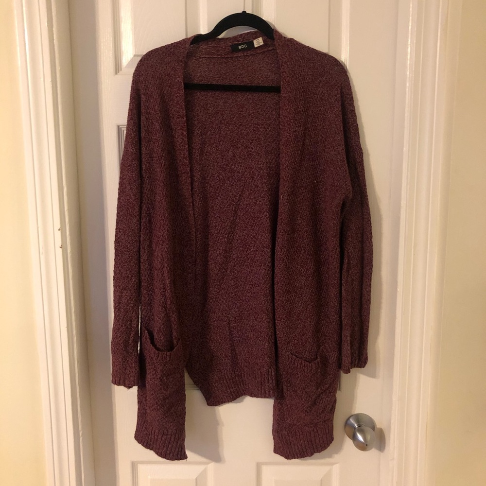 Longline Maroon Urban Outfitters Cardigan